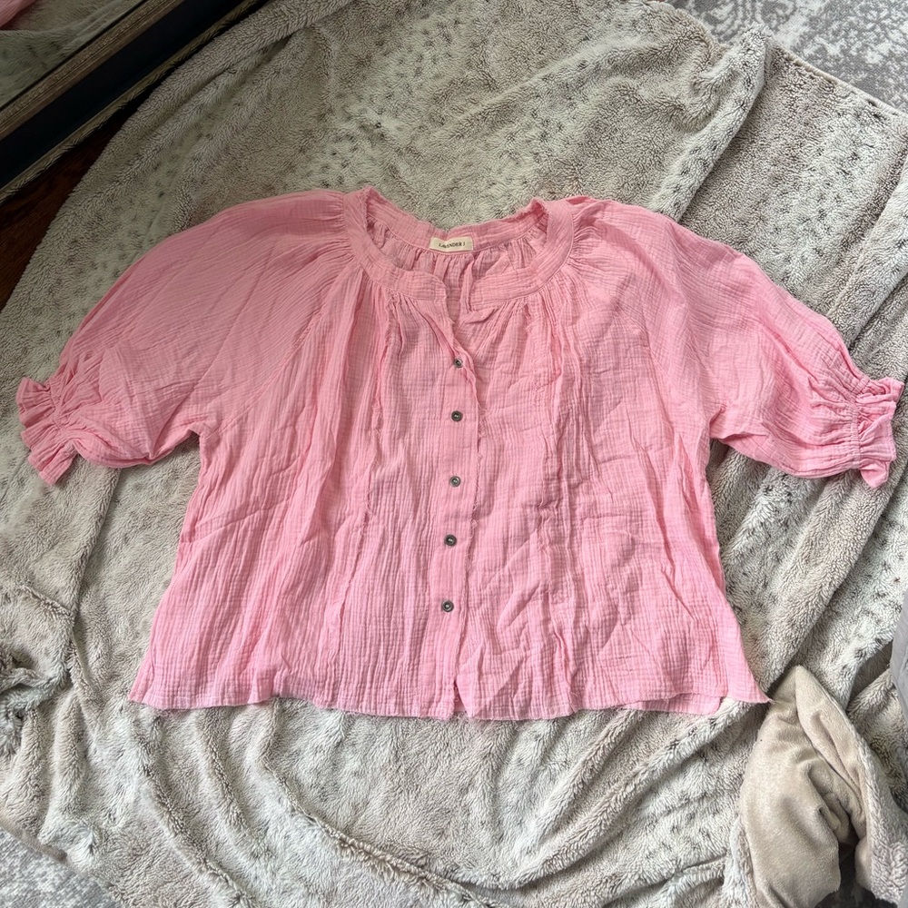 Lavender J Pink Button-Up Women's Top